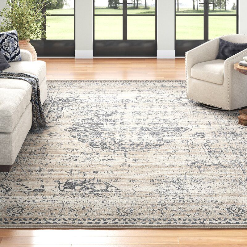 Lapointe Oriental Dark BlueBeigeCream Area Rug thumbnail 2
