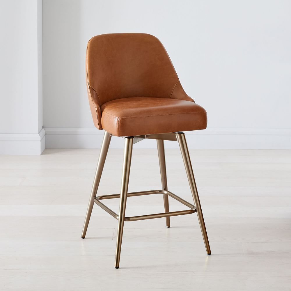 Mid Century Leather Counter Stool thumbnail 2