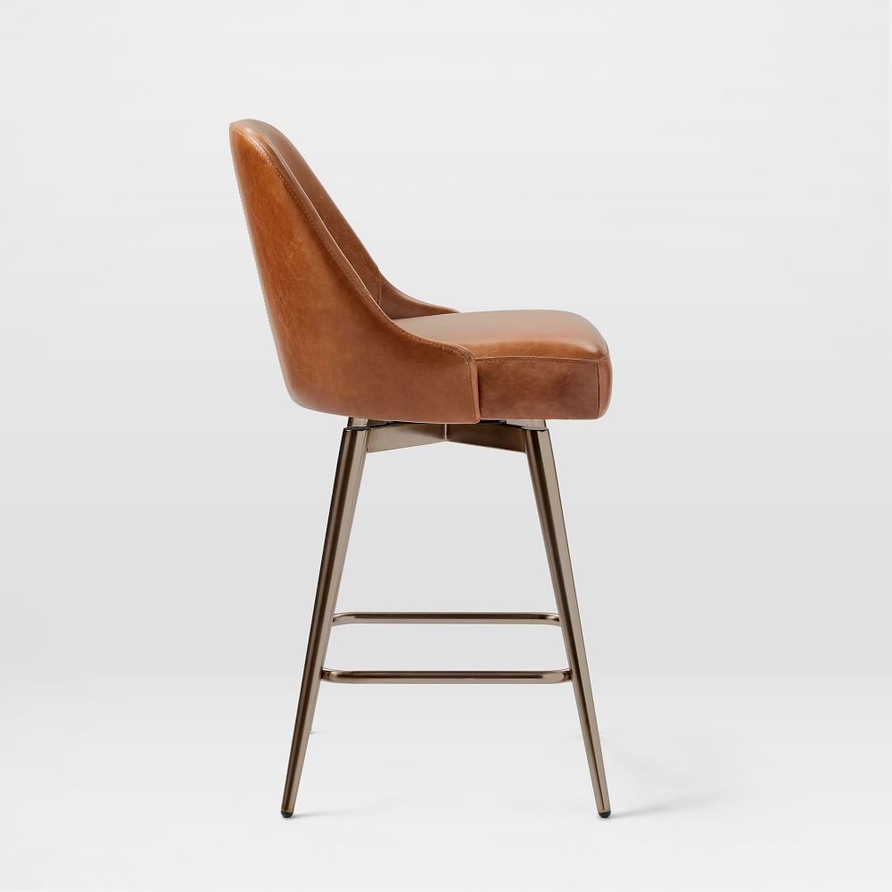 Mid Century Leather Counter Stool thumbnail 4