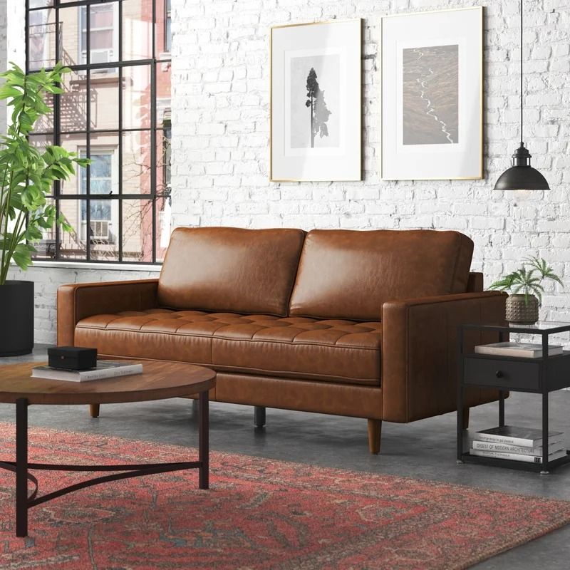Clark Genuine Leather Square Arm Sofa thumbnail 2