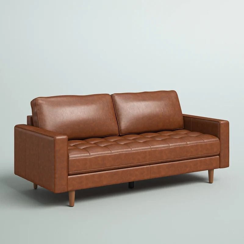 Clark Genuine Leather Square Arm Sofa thumbnail 4