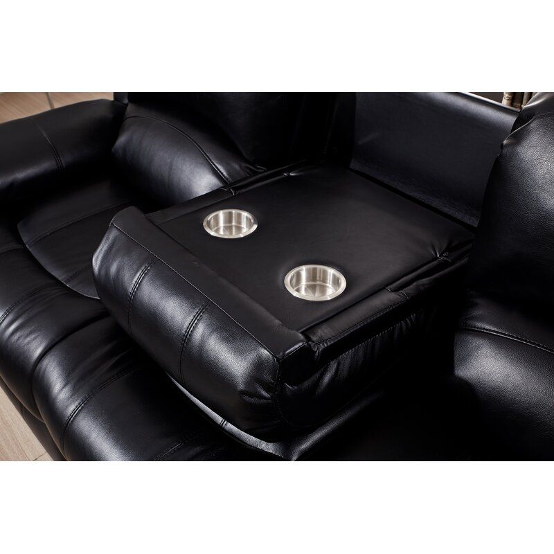 Convergent Faux Leather Pillow Top Arm Reclining Sofa thumbnail 2