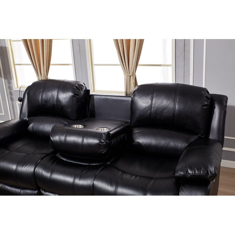 Convergent Faux Leather Pillow Top Arm Reclining Sofa thumbnail 3