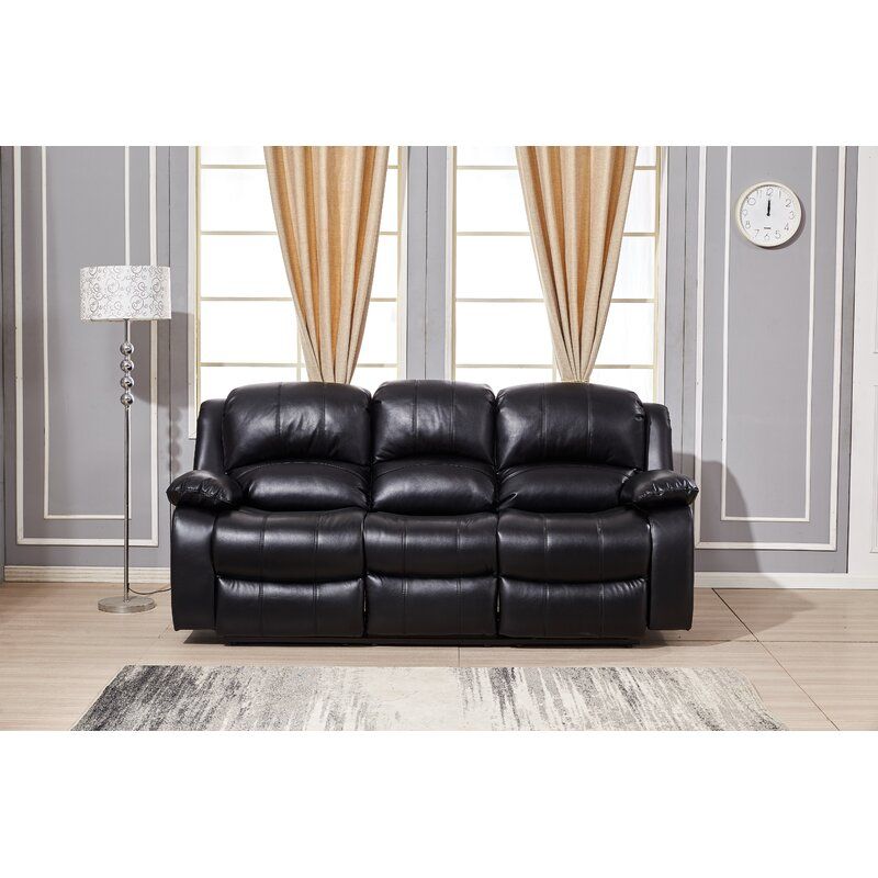 Convergent Faux Leather Pillow Top Arm Reclining Sofa thumbnail 4