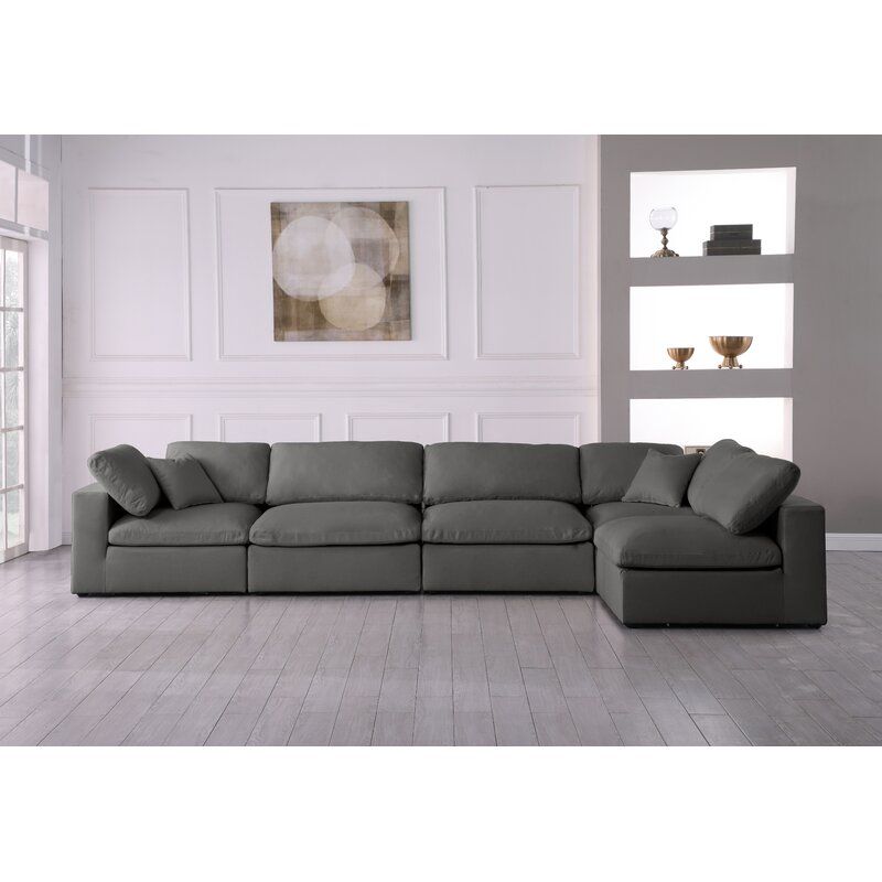 Ahnalise 158 Wide Velvet Down Cushion Modular Corner Sectional Armless chair thumbnail 6