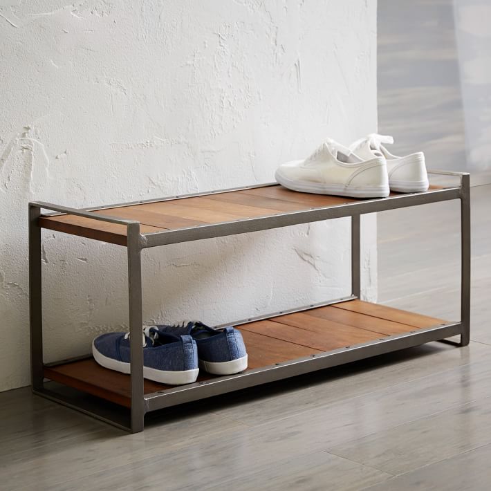 Industrial Wood and Metal Shoe Rack thumbnail 4