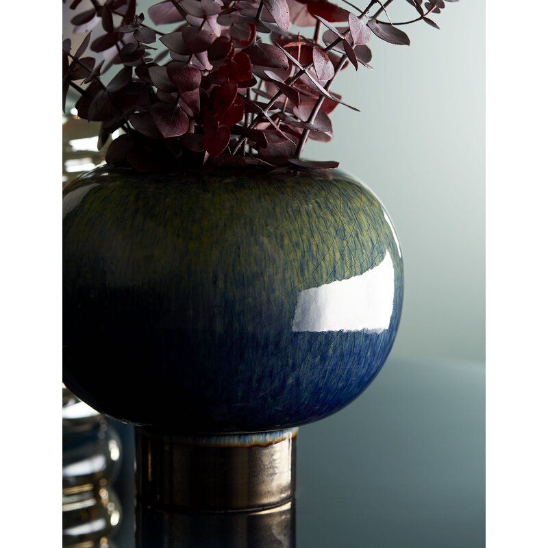 2 Piece Turtle Blue Porcelain Table Vase Set thumbnail 4