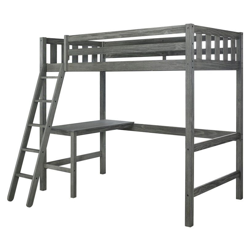 Pauletta Twin Panel Loft Bed With Built In Desk thumbnail 3