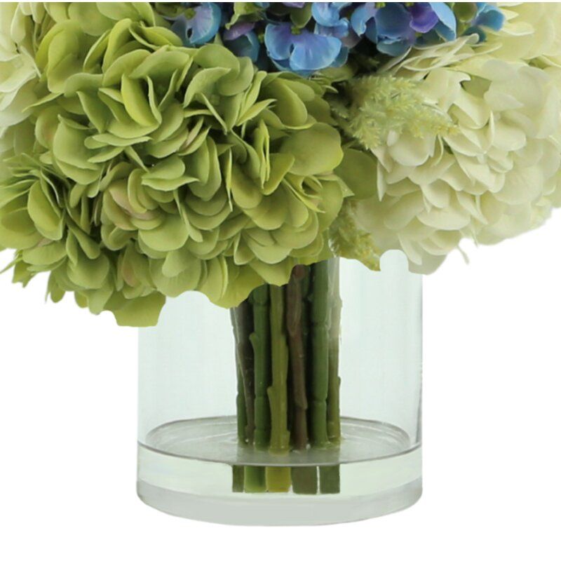 Hydranges and Astilbe Mixed Floral Arrangement in Vase thumbnail 2