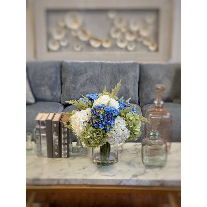 Hydranges and Astilbe Mixed Floral Arrangement in Vase thumbnail 4