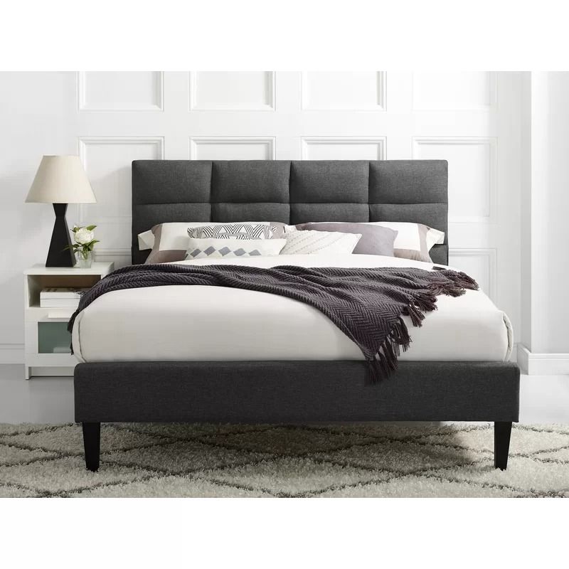 Furniture Queen Tufted Upholstered Low Profile Platform Bed thumbnail 2