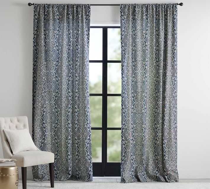Emina Print Linen/Cotton Rod Pocket Curtain  thumbnail 2