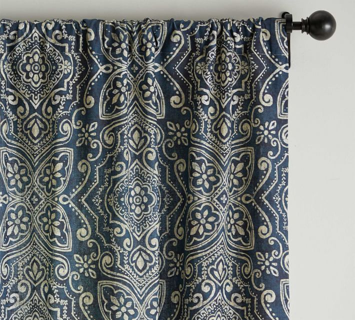 Emina Print Linen/Cotton Rod Pocket Curtain  thumbnail 3