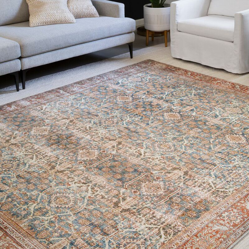 Rectangle Cassian Oriental Ocean Rust Area Rug thumbnail 2