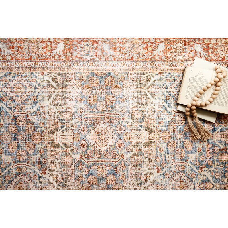 Rectangle Cassian Oriental Ocean Rust Area Rug thumbnail 3