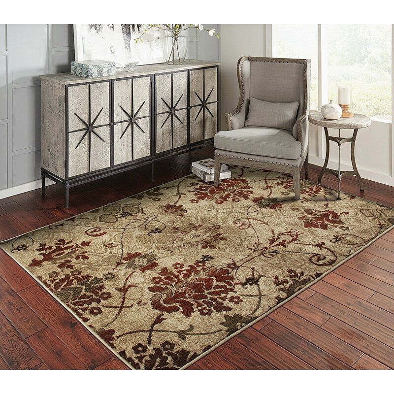 Singletary Floral Wool Burgundy Area Rug thumbnail 2