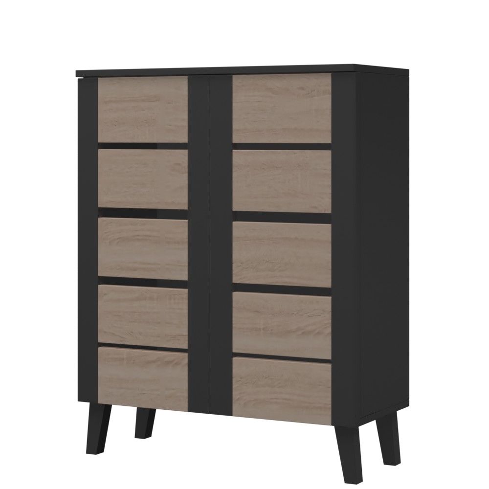 2 Door Wood Entryway 8 Pair Shoe Storage Cabinet thumbnail 2