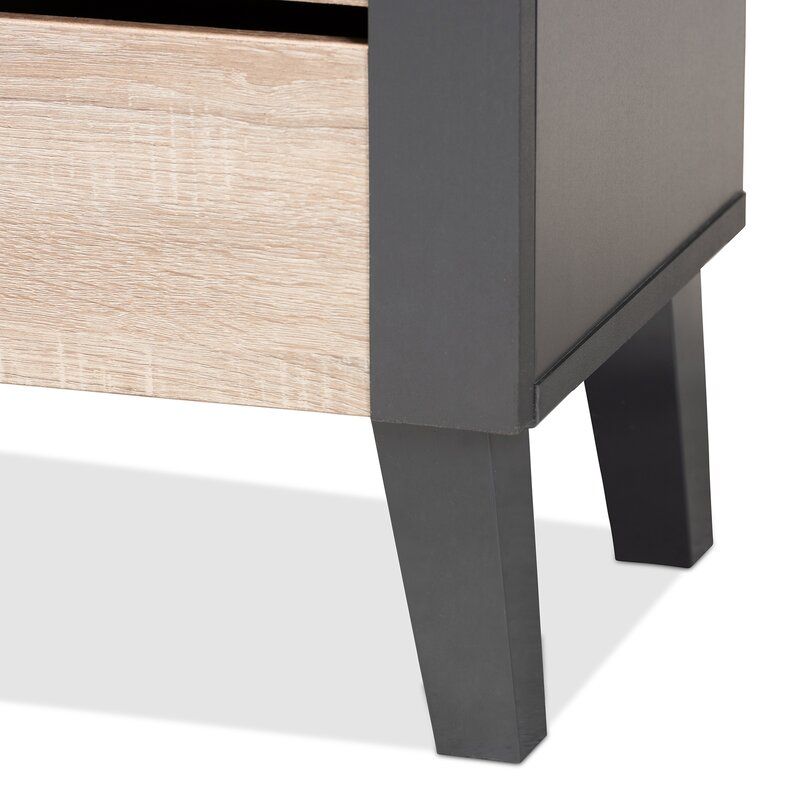 2 Door Wood Entryway 8 Pair Shoe Storage Cabinet thumbnail 5