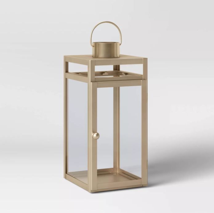 Metal Lantern Candle Holder Matte Gold thumbnail 2