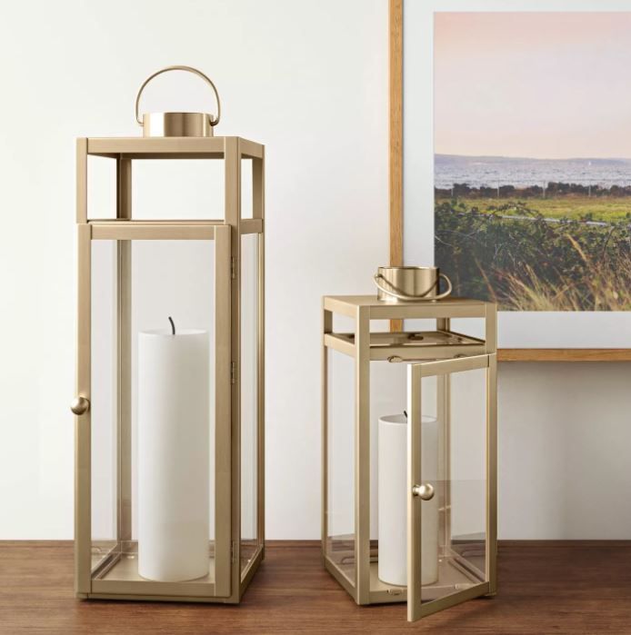 Metal Lantern Candle Holder Matte Gold thumbnail 3