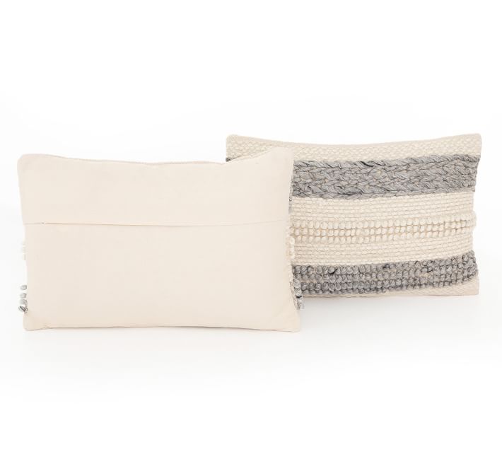 Textured Cotton Twill Striped Lumbar Pillows Set of 2 With insert thumbnail 4