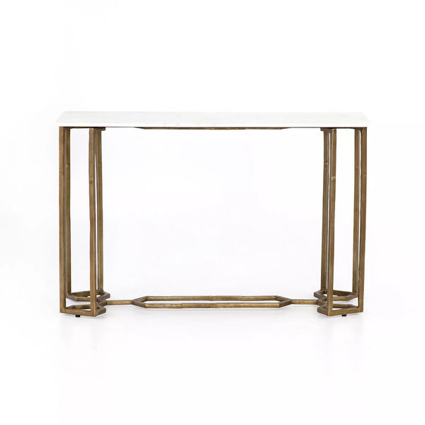 Naomi Marble Console Table Raw Brass thumbnail 2