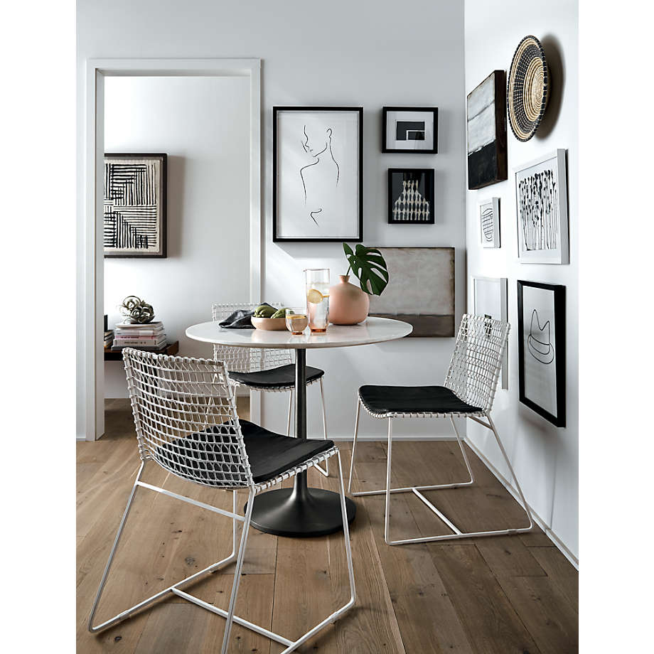 Nero 48 White Marble Dining Table with Matte Black Base thumbnail 2