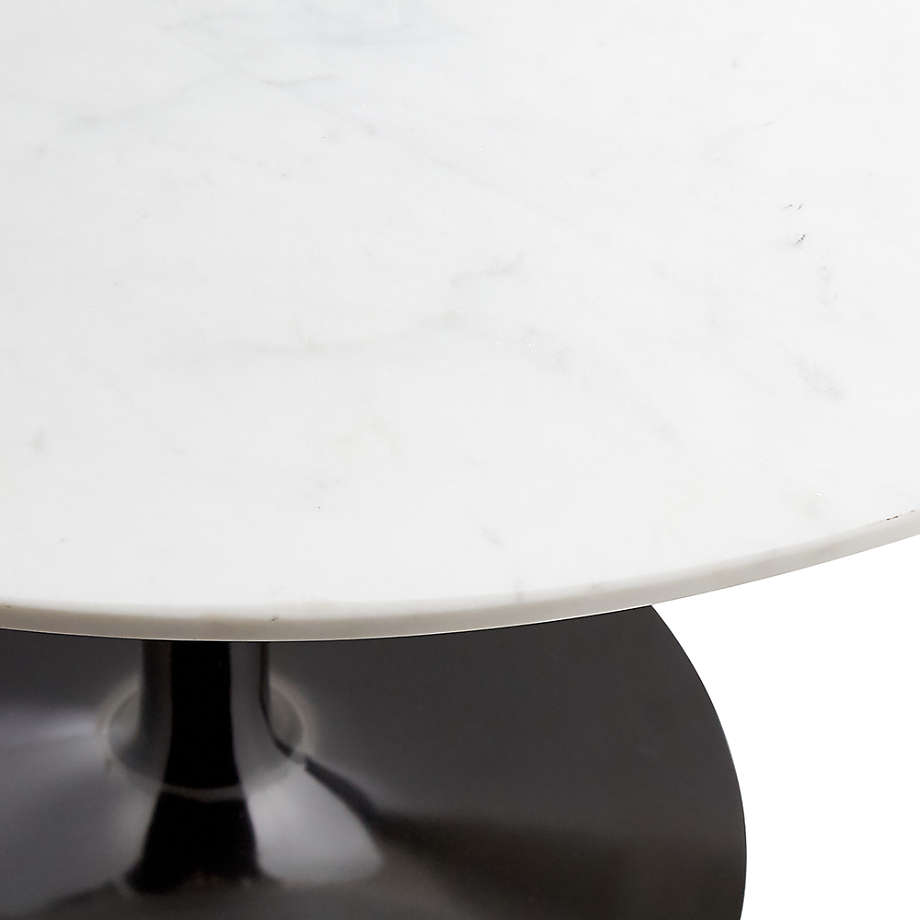 Nero 48 White Marble Dining Table with Matte Black Base thumbnail 3