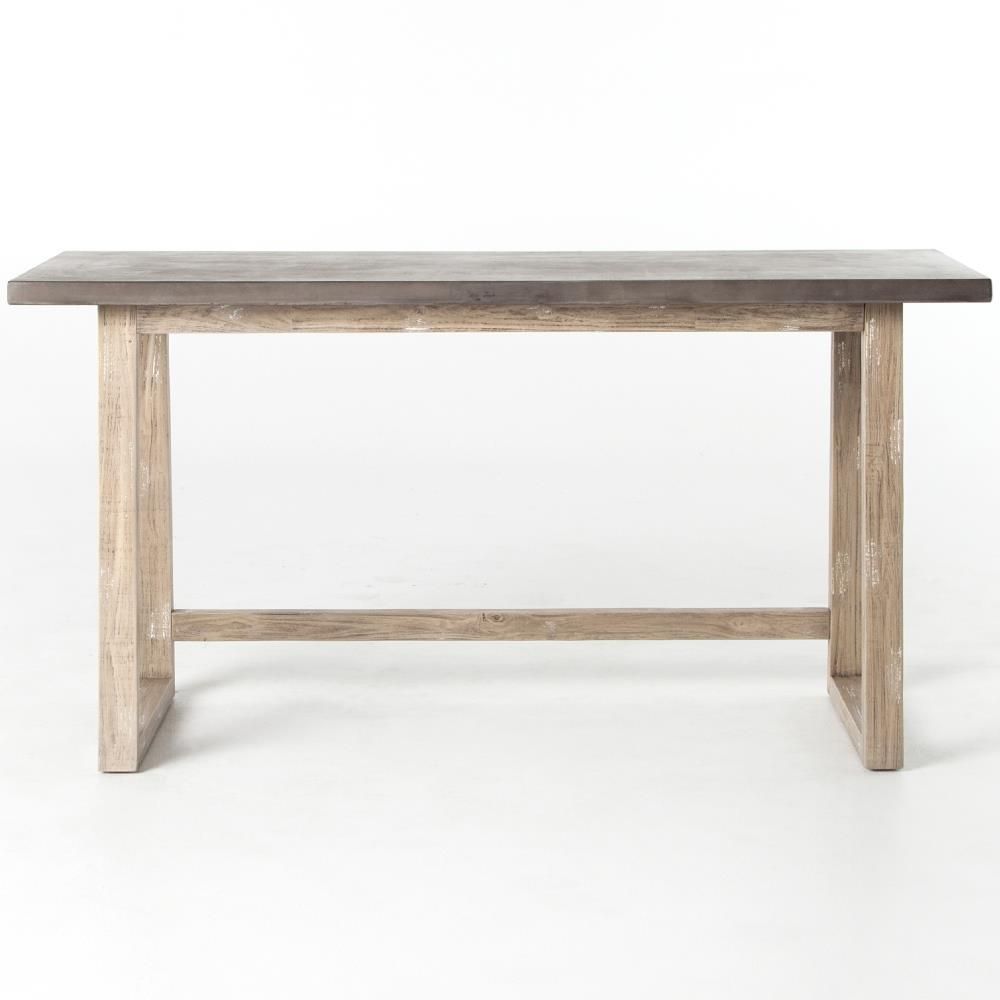Kate Rustic Lodge Grey Concrete Tabletop Brown Acacia Wood Desk thumbnail 2