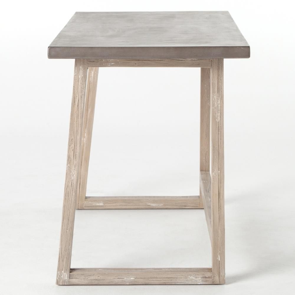 Kate Rustic Lodge Grey Concrete Tabletop Brown Acacia Wood Desk thumbnail 3