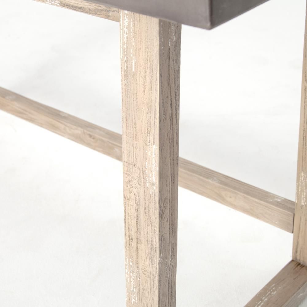 Kate Rustic Lodge Grey Concrete Tabletop Brown Acacia Wood Desk thumbnail 5
