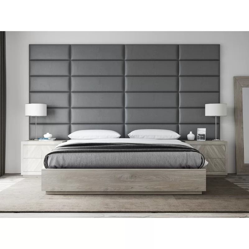 Bernardsville Upholstered Solid Wood Panel Headboard Set of 4 thumbnail 2