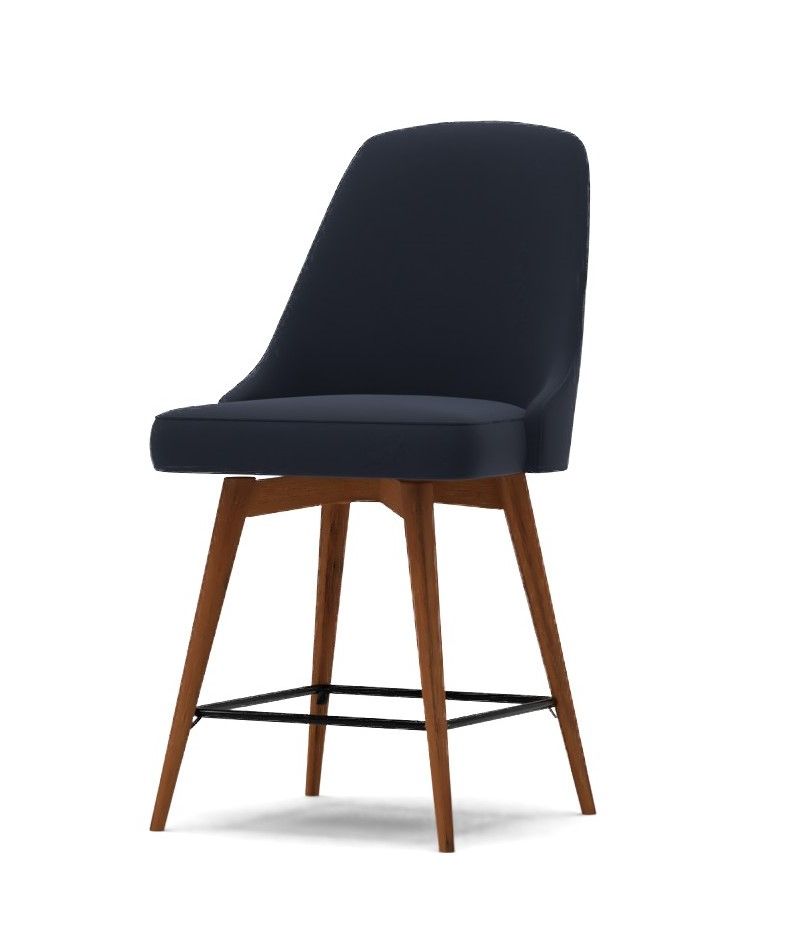 Mid Century Upholstered Swivel Counter Stool thumbnail 2