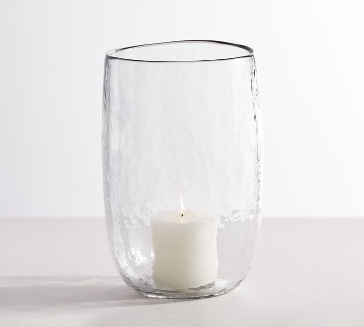Hammered Glass Hurricanes Clear thumbnail 2