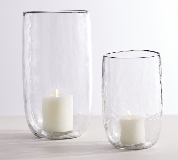 Hammered Glass Hurricanes Clear thumbnail 3