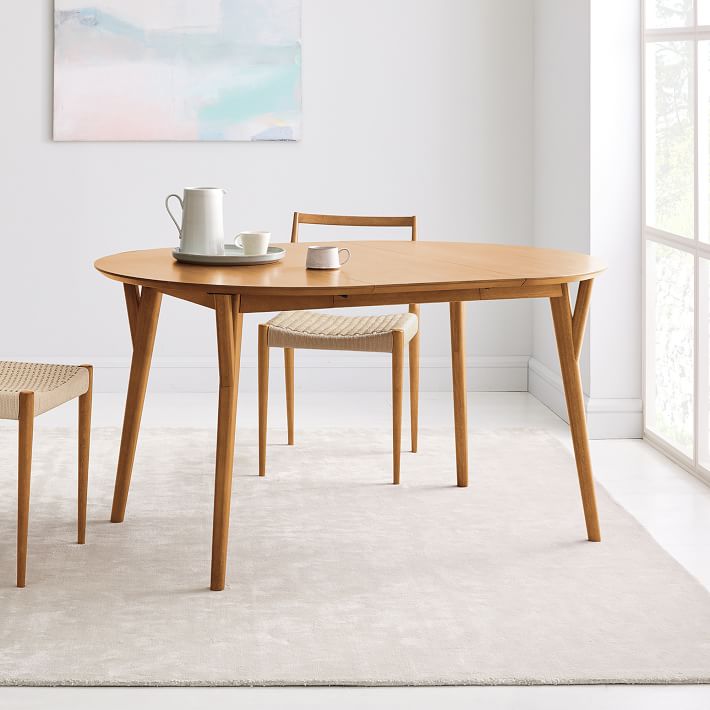 Mid Century Rounded Expandable Dining Table thumbnail 2