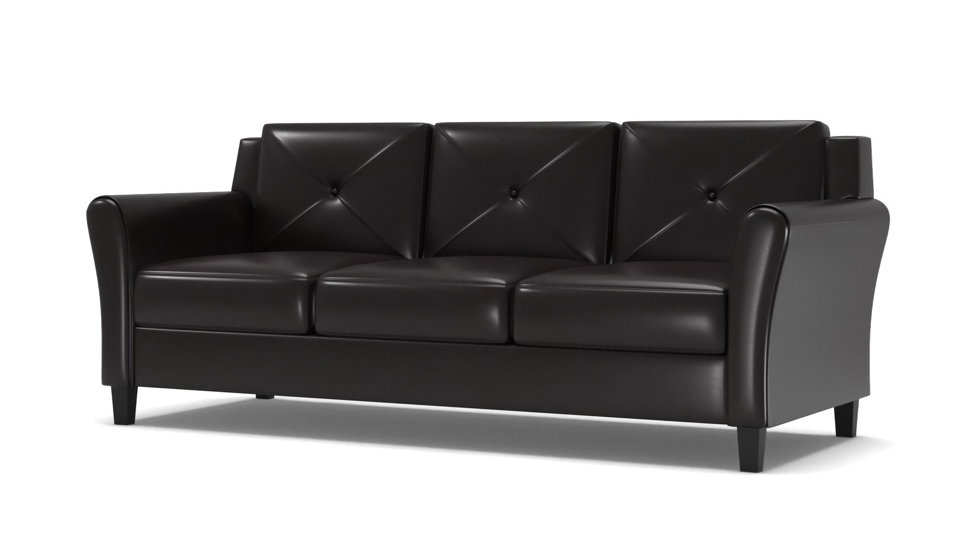 Faux Leather Rolled Arm Sofa thumbnail 2