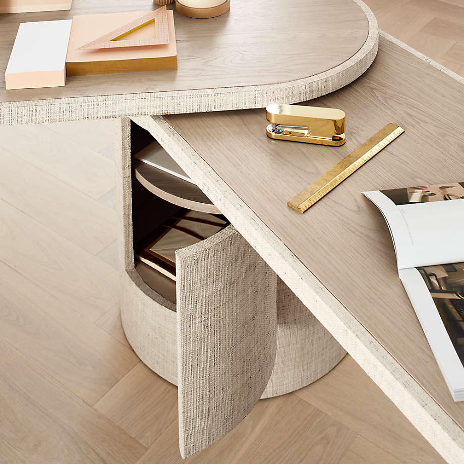 Twist Grasscloth Rotating Desk thumbnail 5