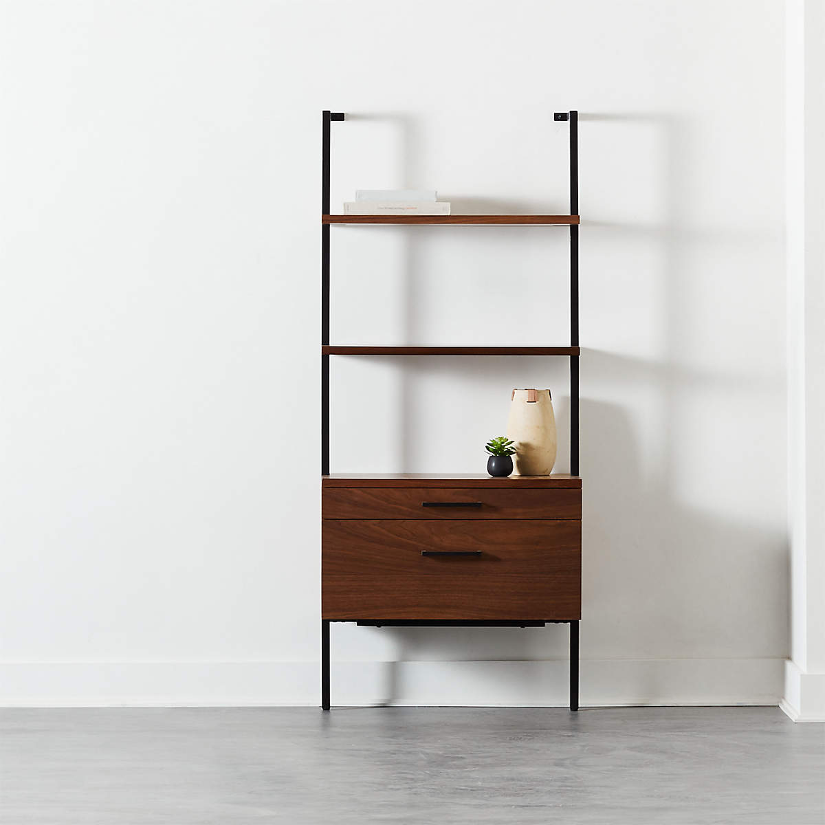 HELIX 70 WALNUT BOOKCASE WITH 2 DRAWERS thumbnail 6