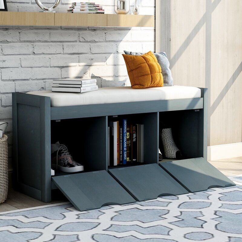 Antique Navy Shoe Storage Cabinet thumbnail 2