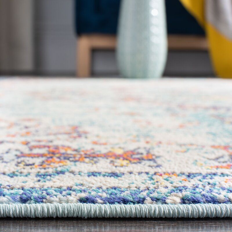 Kaidence Oriental Navy Light Blue Area Rug 8'x10' thumbnail 2