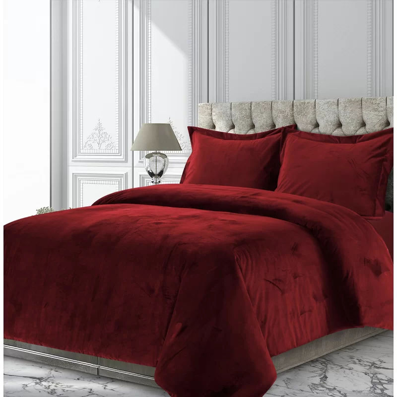 Aricin Burgundy Microfiber Reversible Modern duvet king thumbnail 3
