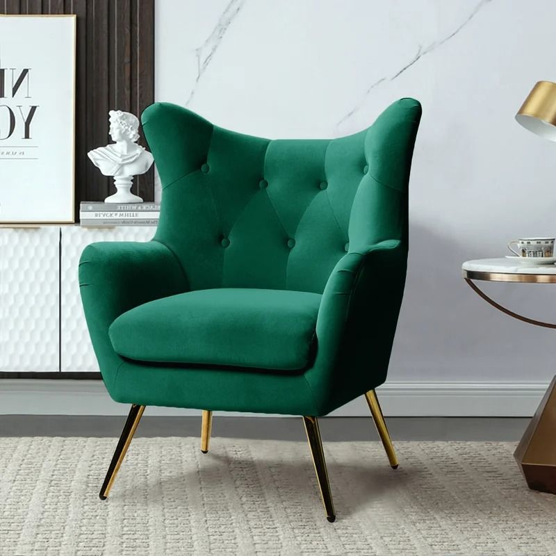 Dowdle Tufted Velvet Wingback Chair thumbnail 2