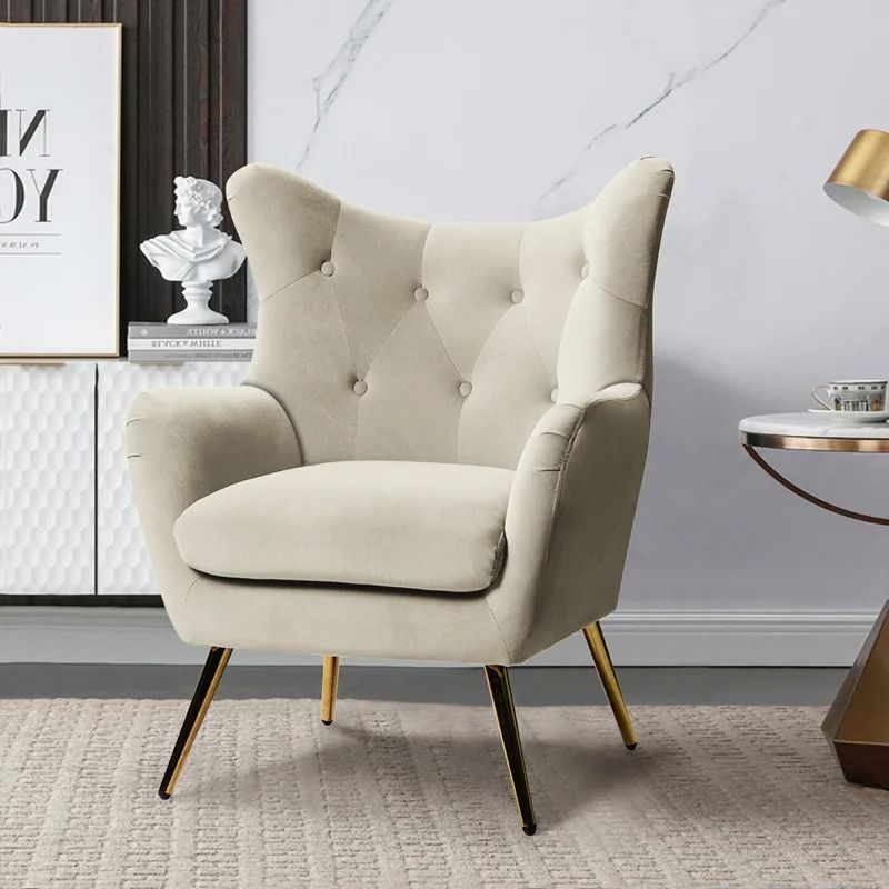 Dowdle Tufted Velvet Wingback Chair thumbnail 2