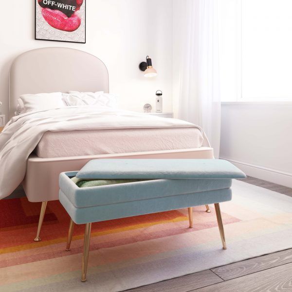 Zivana Sea Blue Storage Bench thumbnail 2
