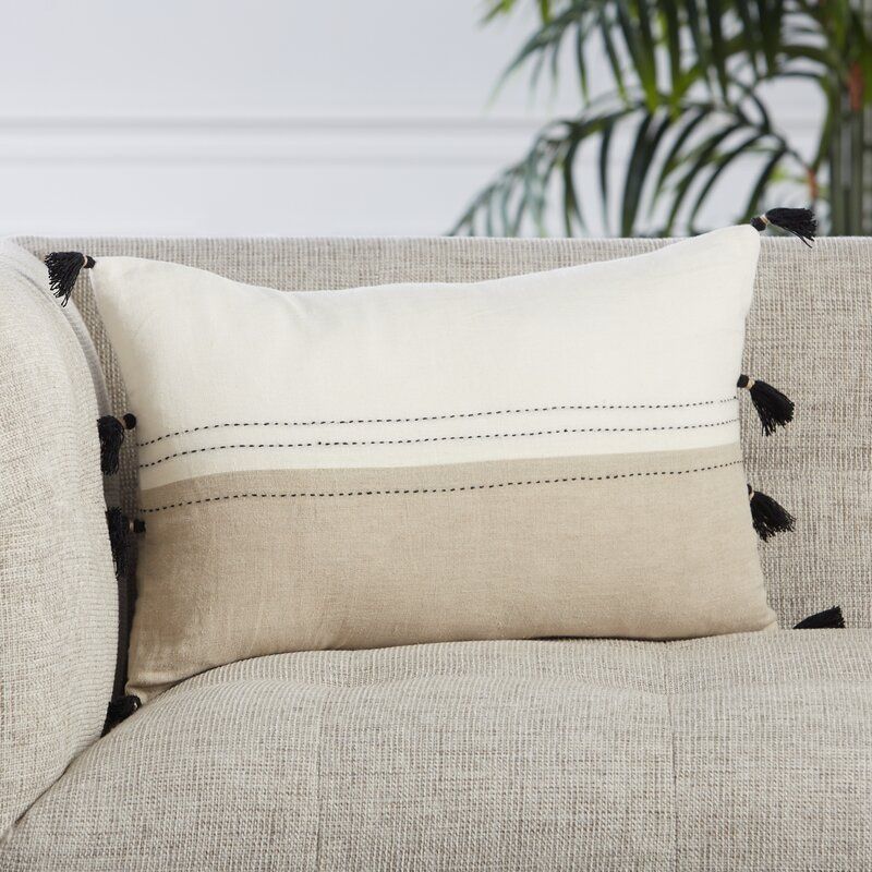 Griffin Striped Linen Reversible Throw Pillow thumbnail 2