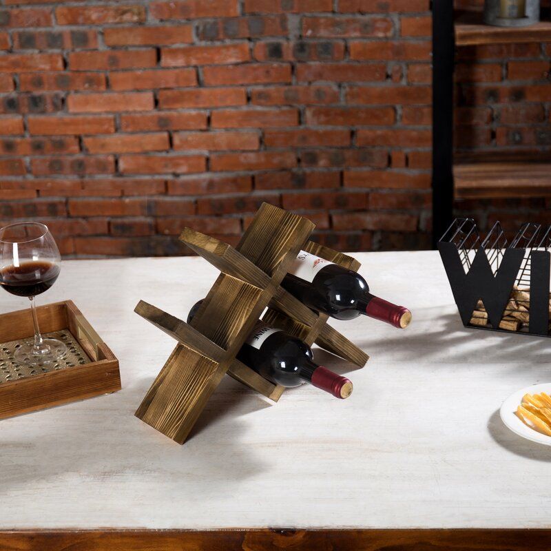 Southwell Solid Wood Tabletop Wine Bottle Rack in Brown thumbnail 6