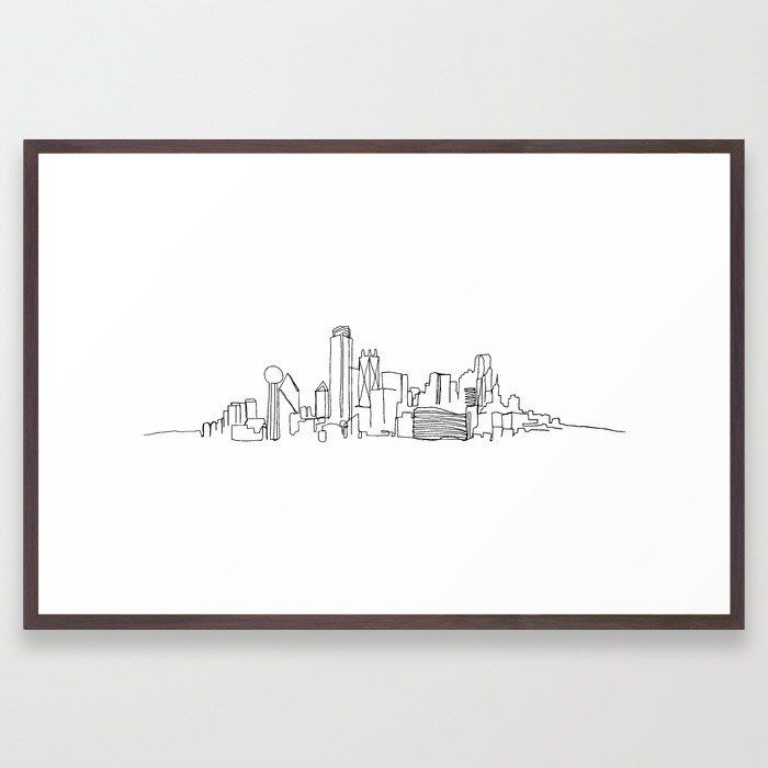 Dallas Skyline Drawing Framed Art Print With Frame thumbnail 2