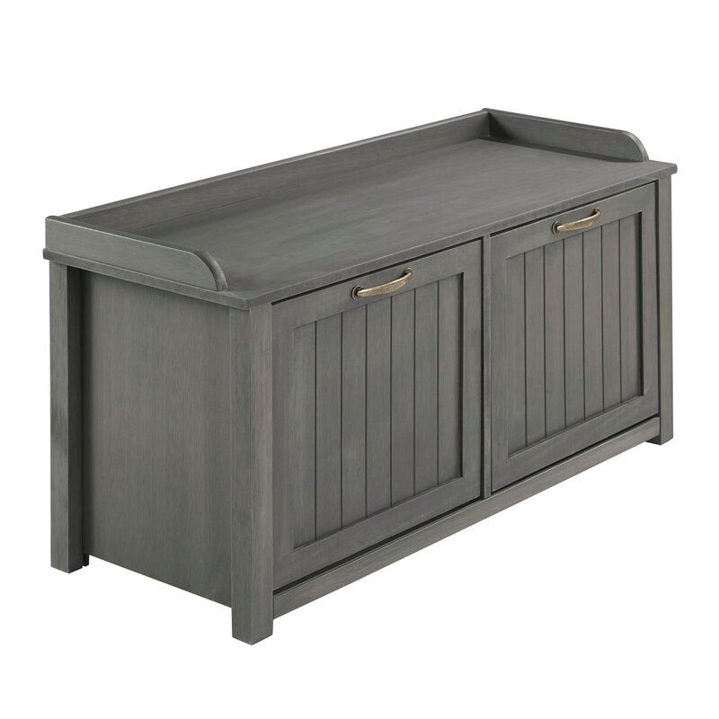 Gray wash Tray Top Grooved Shoe Storage Cabinet thumbnail 4