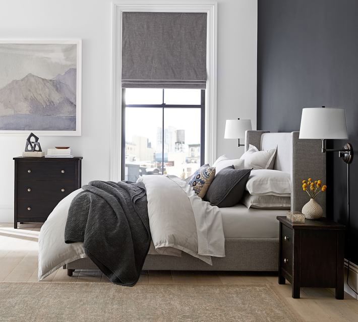 Elliot Shelter Upholstered Footboard Storage Platform Bed thumbnail 3